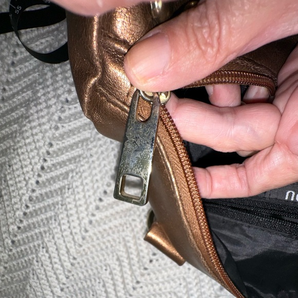 Bronze Faux Leather Embellished with Gold Studs- Bisou Bisou Satchel Bag - Picture 5 of 9